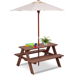 Beste Kwaliteit Kids Picknick <span class=keywords><strong>Folding</strong></span> Voorschoolse Peuter Outdoor Parasol Houten Tafel En Stoel Set - Product Image 1