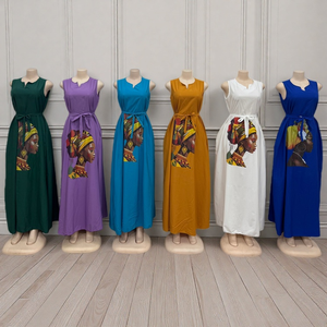 Nuovo Abito Estivo da Donna Taglie Forti con Stampa Casual alla Moda Senza Maniche con Lacci - Product Image 4
