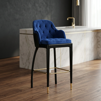 Tabouret de bar en tissu tufté, chaise de comptoir rembourrée de luxe, siège de salle à manger moderne, base en métal, OEM ODM commercial