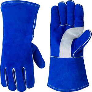 Guantes de Seguridad de Cuero Azul de 14 Pulgadas con Puño Recto Resistentes al Calor y a la Abrasión - Product Image 1