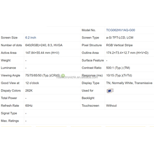 โมดูลชิ้นส่วนอิเล็กทรอนิกส์สำหรับจอแสดงผลอุปกรณ์ IoT รุ่น TCG062HV1AQ-G00 - Product Image 2