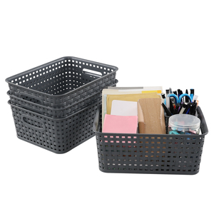 Plastic Material PP Weave Rattan 5 Series Storage Baskets Organizer Woven Storage Basket With Handle