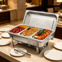 Bestseller Jasonlon JCL433-1 Buffet Speisenwärmer Edelstahl Hotel Chafing Dish Catering-Ausrüstung Rechteckiger Klapprahmen Alkoholbetrieben