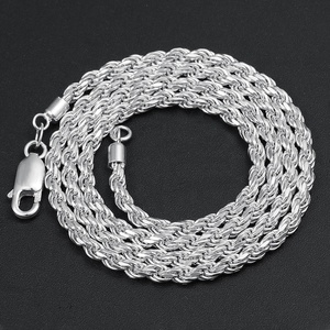 Hochwertige echte S925 Sterling Silber Seil kette Choker Halskette vergoldet Roségold Glieder ketten Rapper Kette Schmuck - Product Image 1