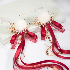Clearance sale of Hanfu (traditional Chinese clothing) with pom-poms, children's hair <b>clips</b>, tassels, <b>bows</b>, ribbons, and long - Product Image 1