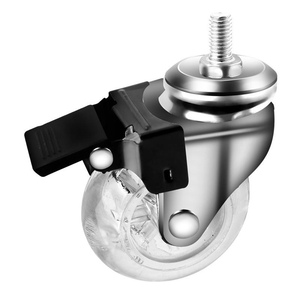 Crystal Transparent PU Swivel Casters with Brakes Silent for Outdoor Bathroom & Living Room Use 50kg Load Capacity - Product Image 1