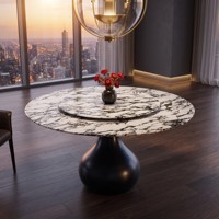 Ensemble de table à manger ronde moderne de luxe avec plateau en marbre pour salle à manger et usage hôtelier