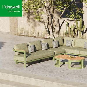 Ensemble <span class=keywords><strong>de</strong></span> canapés <span class=keywords><strong>de</strong></span> <span class=keywords><strong>jardin</strong></span> modernes résistants aux intempéries, en <span class=keywords><strong>aluminium</strong></span> <span class=keywords><strong>de</strong></span> luxe en forme <span class=keywords><strong>de</strong></span> L, avec structure en <span class=keywords><strong>bois</strong></span> massif pour hôtels - Product Image 4
