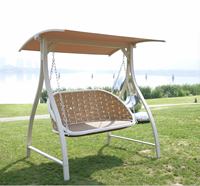 Balançoire de jardin de qualité chaise 2 places hamac plage patio balançoire avec bande de LED solaire