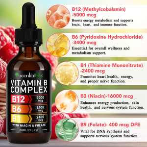 Acentiallabs 60ml Suplementos dietéticos Sabor a frambuesa Gotas líquidas orgánicas del complejo de vitamina <span class=keywords><strong>B</strong></span> para hombres Mujeres con vitamina <span class=keywords><strong>B</strong></span> <span class=keywords><strong>12</strong></span> - Product Image 5