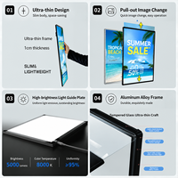 Boîte à lumière LED rectangulaire ultra-mince en alliage d'aluminium sur mesure pour affichage publicitaire mural rétroéclairé A1-A4 10000