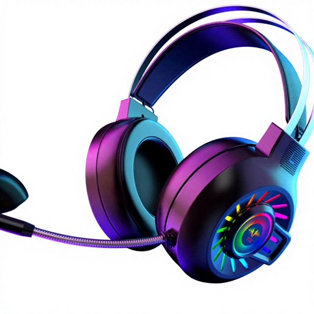 Wired Dynamic Gaming Headphones RGB LED Lights Active Noise Cancellation 50mm Drivers Stereo Surround Sound USB 3.5mm Jack for