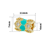 Perles colorées en laiton Zircon pour fabrication de bijoux, 50 pièces de 10mm, fabrication de Bracelet plaqué or, bricolage, perles à micro-pavés, espacement en époxy