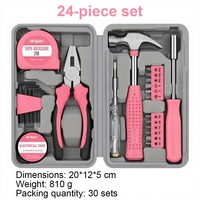 Ensemble d'outils pour la maison de 24 pièces, kit d'outils à main pour la maison avec étui de rangement, marteau à griffes, pinces, tournevis, clé hexagonale, ruban à mesurer