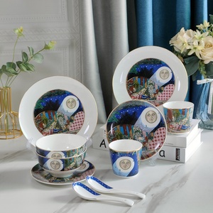 The Best-selling Midsummer Night Bone China Western Royal 10-Piece Bowl and Plate Dinner <b>Set</b> with Utensils - Product Image 4