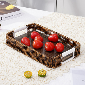 Bandeja <span class=keywords><strong>de</strong></span> Comida Rectangular Moderna, Apilable, Tejida, Ecológica, con Base <span class=keywords><strong>de</strong></span> Madera, Cesta Multifuncional Resistente para Encimera <span class=keywords><strong>de</strong></span> Cocina o Panaderí<span class=keywords><strong>a</strong></span> - Product Image 4