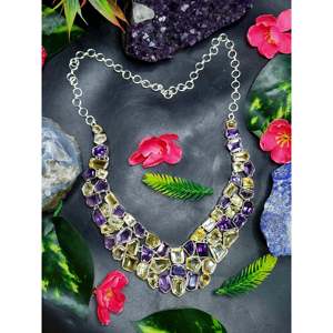 Collier en pierres facettées citrine et améthyste - Une fusion radieuse de beauté et d'énergie - 588 carats - Product Image 1