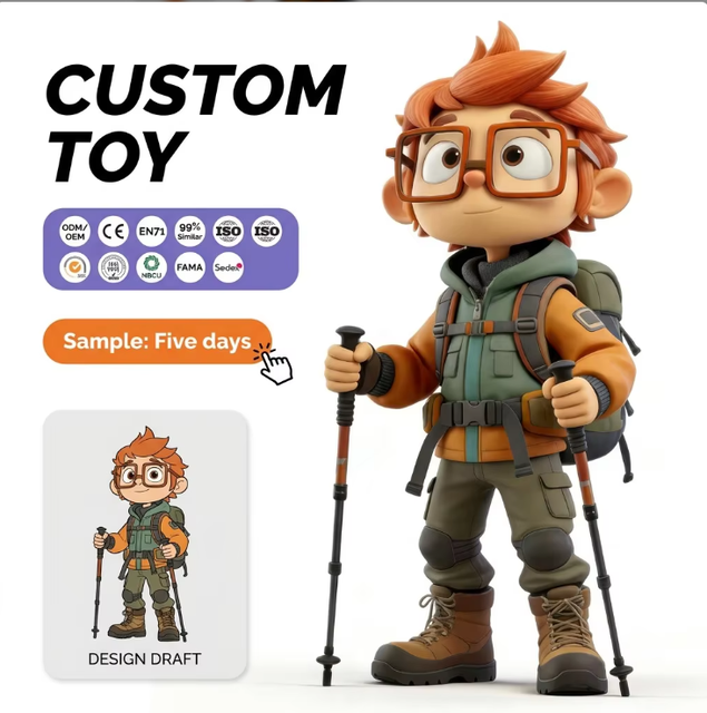 Custom Hiker Action Figure 3D Printed Vinyl Outdoor Adventure Style Designer Collectible Toy ODM OEM 99% Similar Custom Design