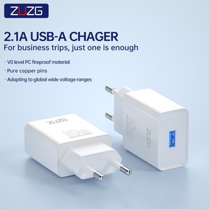 ज़ुज़ग थोक कस्टम 2.1a USB-A चार्जर 10w qc2.0 फायरप्रूफ वॉल फास्ट चार्जिंग प्लग शॉर्ट सर्किट सुरक्षा मोबाइल फोन - Product Image 2