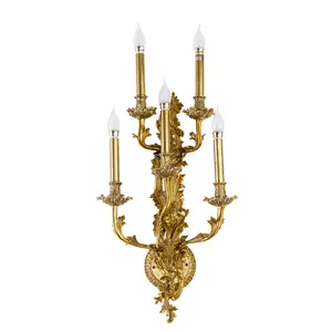 Grace ful Antique Brass Golden Flower Kerzenhalter für Wand beleuchtung Messing Kerzenhalter Wand leuchte