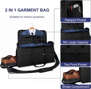 2 in 1 Hanging Carry on Garment Duffel Bag <strong>Weekend</strong> Business Suit <strong>Case</strong> Travelling Convertible Garment Bags - Product Image 4