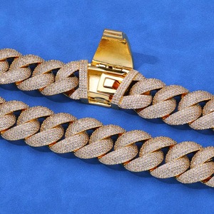 Chaîne cubaine en moissanite VVS1 testée au diamant avec certificat GRA, plaqué or 18 carats sur argent 925, sertie de griffes classiques, personnalisable, style Hip Hop - Product Image 6