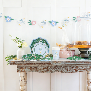 Décoration de fête du thé DAMAI, assiette florale verte avec des oies blanches, ensemble de vaisselle jetable, serviettes en papier, gobelets, assiettes - Product Image 3