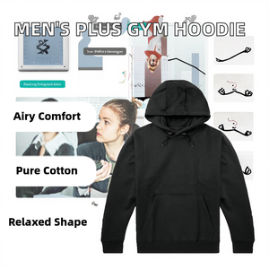 OEM ODM Custom Heavyweight 100% Cotton Men's Pullover Hoodie Loose Fit <b>Plain</b> Blank <b>Sweatshirt</b> Oversized Gym Spring Anti-Wrinkle - Product Image 5