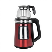 Bouilloire électrique sans fil en verre à double paroi 1,7 L 1500 W avec base rotative à 360 degrés, fonction maintien au chaud et protection anti-ébullition à sec