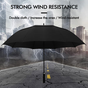 Paraguas recto ventilado de doble capa portátil para adultos a prueba de viento y lluvia con revestimiento negro semiautomático - Product Image 2