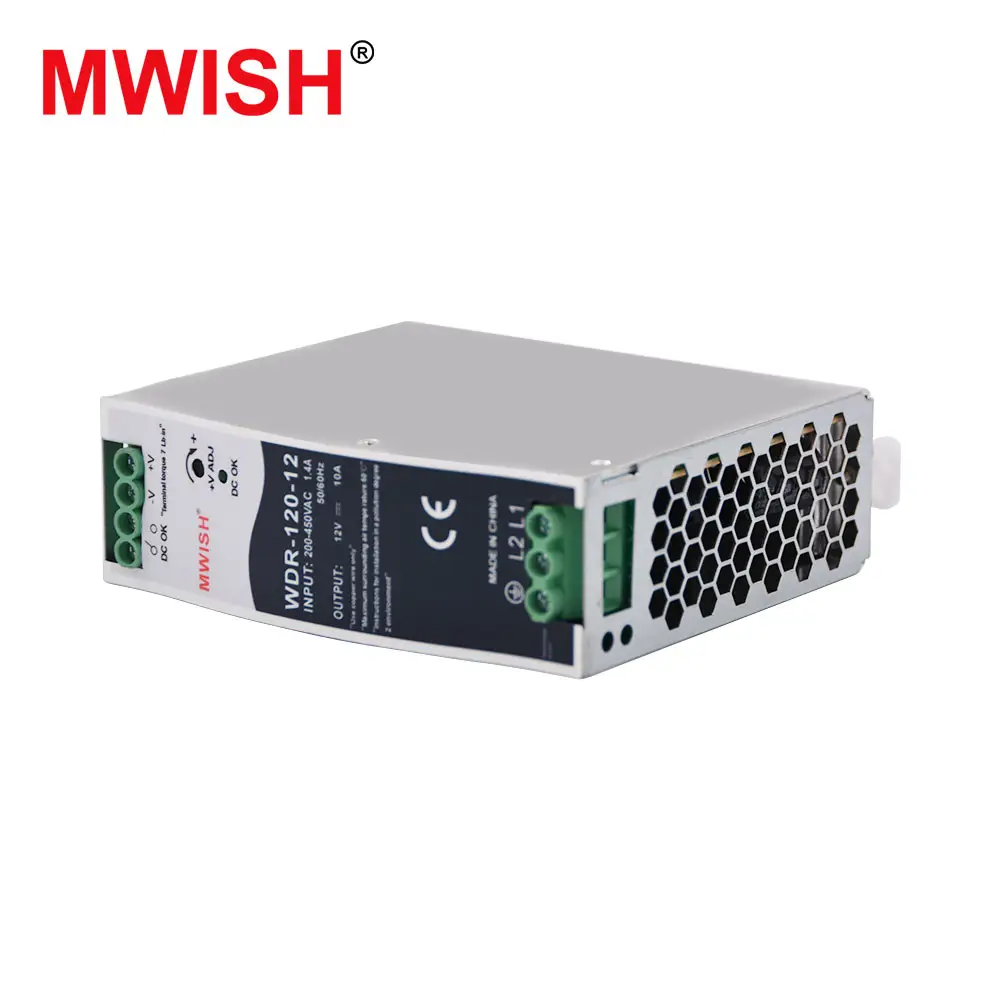 Hoge Precisie Mwish Wdr-120-12 380V Ingang 120W 12V 10a Flight Simulators Din Rail Smps Schakelende Voeding