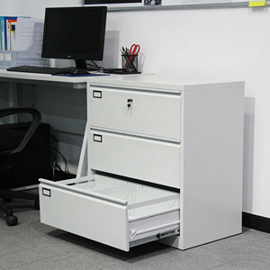 ארון תיוק מתכת מודרני בעל 3 מגירות, בצבע דוגמה, לאחסון קבצים במשרד או בבית. - Product Image 4