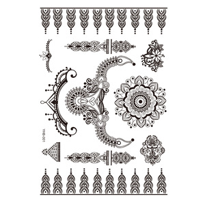Black Henna Lace Mandala Flower Temporary <b>Tattoo</b> Sticker Waterproof Arm Body Art for Wedding Party - Product Image 3