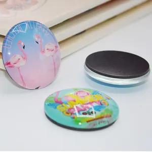 Заводская индивидуальная оптовая продажа креативная экологическая круглая кристаллическая магнитная наклейка птичий стеклянный магнит на холодильник