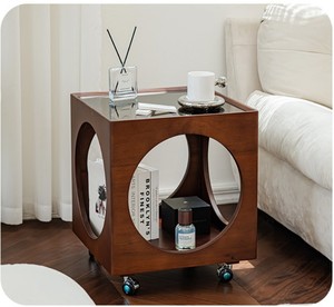Dreamhause-Table d'Appoint Rétro <span class=keywords><strong>Vintage</strong></span> en <span class=keywords><strong>Bois</strong></span> Massif, Mobilier de Salon et de Chambre à Coucher, Petite Table pour Canapé - Product Image 4