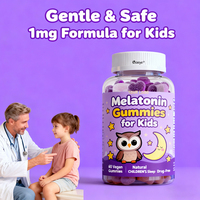 Gummies à la mélatonine personnalisables OEM/ODM de 1 mg pour enfants avec camomille et mélisse pour un sommeil réparateur, à partir de 3 ans, non habituantes