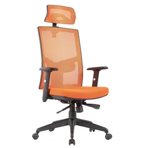 Fauteuil roulant de bureau réglable à dossier en maille, Orange, pour le bureau, confortable, avec câble, bras rabattu