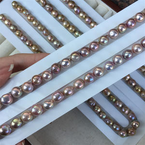 7-10Mm Zoetwater Avocado Snoep Gerimpelde Barok Parel Losse Kralen Half Afgewerkt Rond En Vol Voor Parelketting Maken - Product Image 2