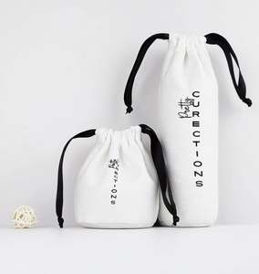 Pochette de rangement cosmétique en toile de coton blanche recyclable personnalisée, sac à cordon écologique avec logo pour l'utilisation de bougies - Product Image 1