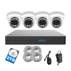 家庭用CCTVカメラセキュリティシステム4セキュリティカメラ8チャンネルNVRPOEIPキット屋外屋内2Tハードディスク付き