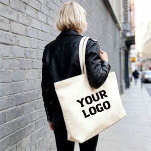 Custom Printed Logo Holiday Canvas Grocery Shopping Bags Heavy Duty ECO Recycled Cotton Canvas Tote Bag - Product Image 1