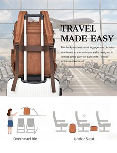 Fashion PU Laptop <b>Backpack</b> Zipper Closure Letter 36-57L Capacity-Waterproof Lightweight for Student Commute Office Travel - Product Image 6