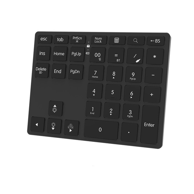 RGB Backlit Numeric Keypad Wireless BT for Mac.Book Pad 34 Keys Rechargeable Digital Number Keyboard for Accounting IO.S