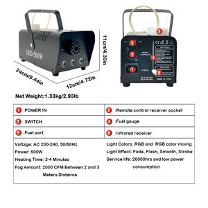 पोर्टेबल स्टेज प्रभाव मिनी फॉग स्मोकिंग मशीन रिमोट लाइन कंट्रोल 500w के नेतृत्व वाली आरजीबी स्मोक फॉग मशीन स्टेजर पार्टी डिस्को बार - Product Image 6