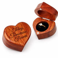 Boîte à bague en bois massif écologique en noyer noir avec gravure « Amour éternel » pour demande en mariage