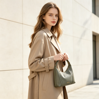 Sac à bandoulière en cuir véritable souple pour femme, style hobo minimaliste, idéal pour le quotidien et le travail, vente en gros sur mesure