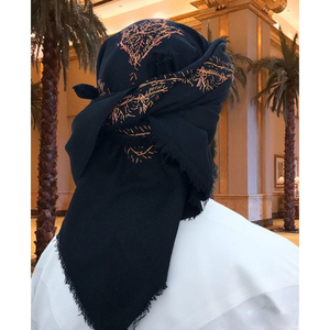 이슬람 히잡 스카프 남성 10 색 남성 히잡 스카프 남성 이슬람 베일 자수 히잡 55 인치 스퀘어 블랙 자수 Shemagh - Product Image 2