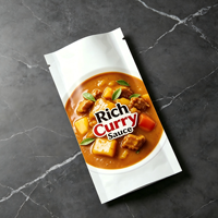 Sachet d'emballage alimentaire à faible MOQ, finition mate, scellé sur 3 côtés, pochette plate avec encoche de déchirement pour l'emballage de sauces