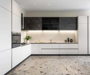 Cuisine moderne modulaire en bois avec tiroirs coulissants pour salle à manger, villa, centre commercial - Taille et couleur personnalisables - Product Image 1