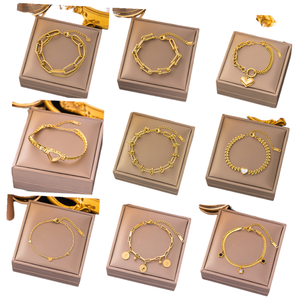 Bracelet classique en acier inoxydable chaîne <span class=keywords><strong>serpent</strong></span> en acier inoxydable couleur or 18 carats bracelets étanches en forme de cœur pour femme et homme - Product Image 1